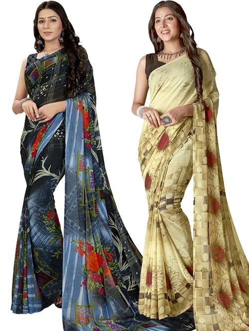 pack of 2 printed sarees - 21435802 - Very Small Image - 1