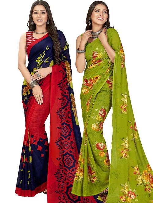 pack of 2 casual wear combo sarees - 21435847 - Very Small Image - 1