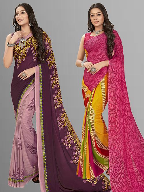 pack of 2 printed sarees - 21435872 - Very Small Image - 1