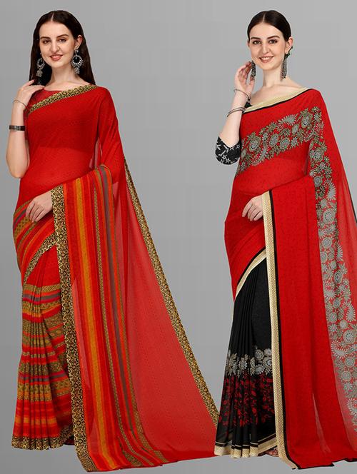 pack of 2 casual wear combo sarees - 21435900 - Very Small Image - 1
