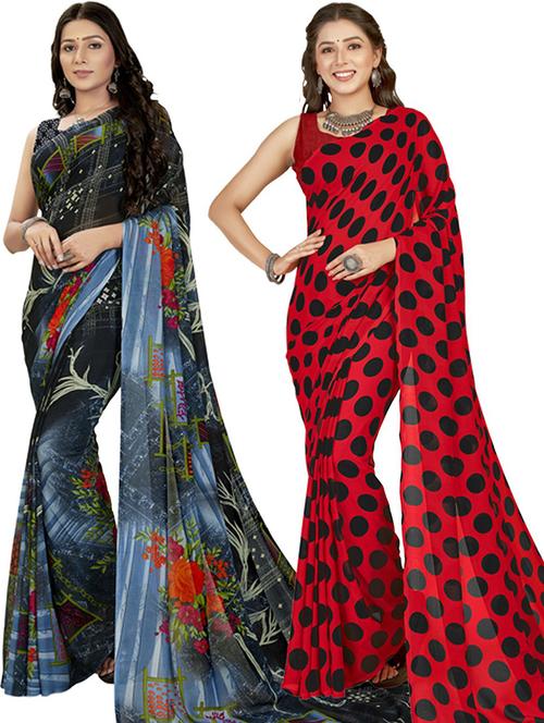 pack of 2 casual wear combo sarees - 21435954 - Very Small Image - 1