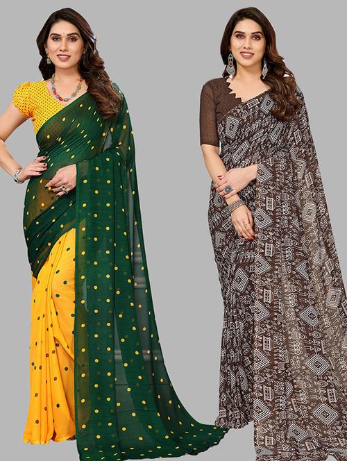 pack of 2 printed casual wear sarees - 21439822 - Very Small Image - 1