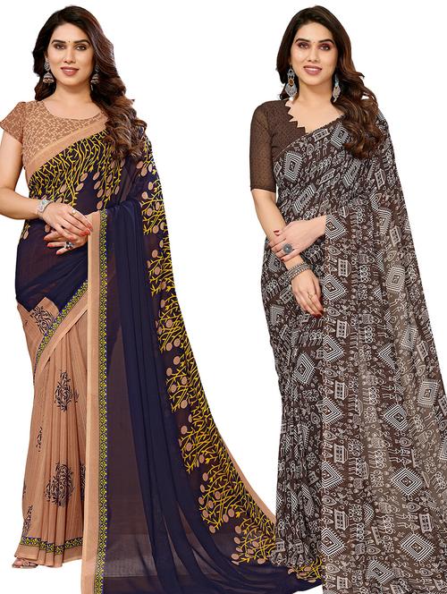 pack of 2 printed sarees - 21440155 - Very Small Image - 1