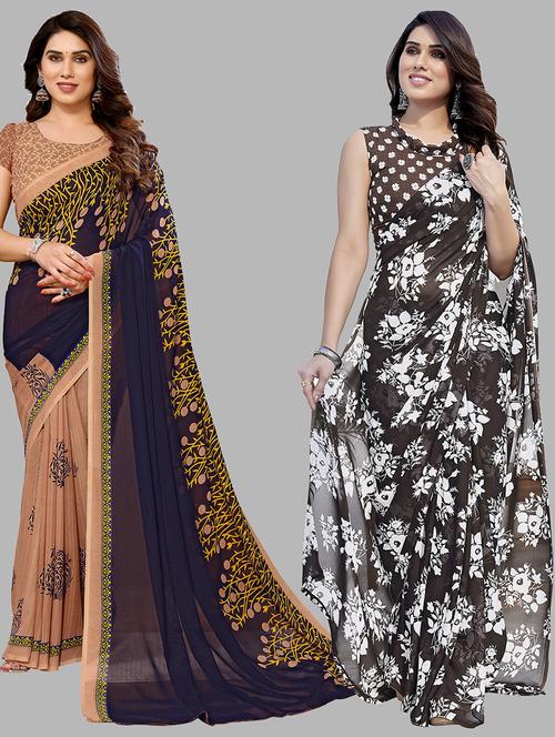 pack of 2 casual wear combo sarees with blouse - 21440422 - Very Small Image - 1