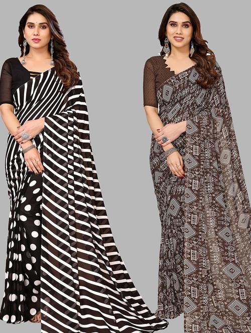 pack of 2 casual wear combo sarees with blouse - 21445107 - Very Small Image - 1