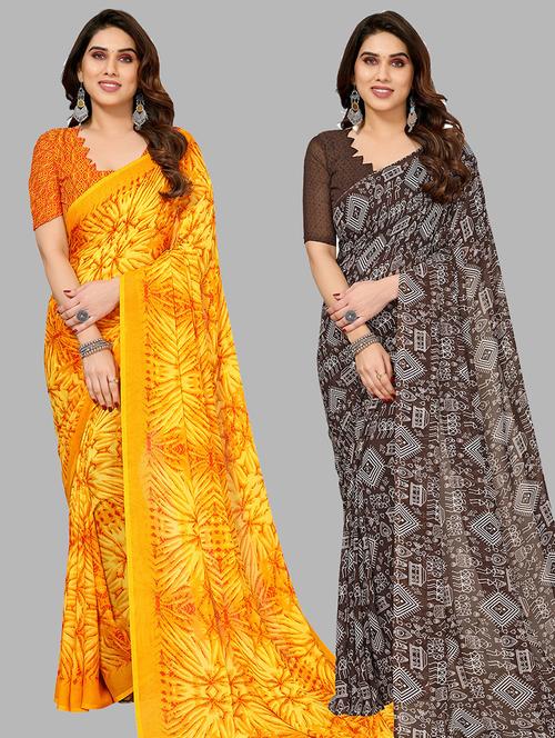 women pack of 2 casual wear combo saree with blouse - 21445276 - Very Small Image - 1