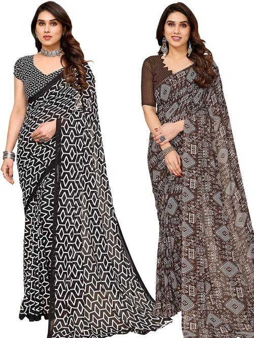 women pack of 2 casual wear combo saree with blouse - 21445598 - Very Small Image - 1