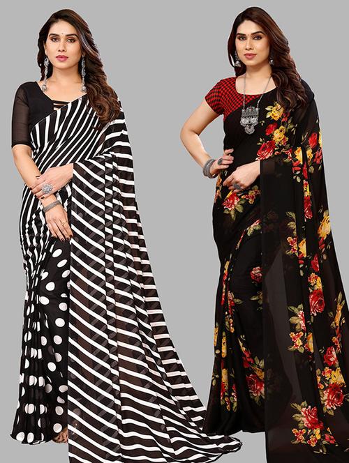 pack of 2 casual wear sarees with blouse - 21445883 - Very Small Image - 1