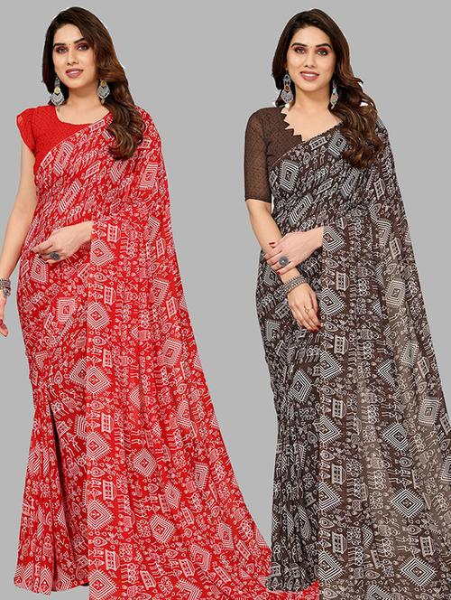 women pack of 2 casual wear combo saree with blouse - 21445890 - Very Small Image - 1