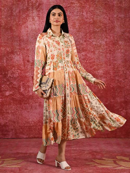 floral printed tiered dress - 21446298 - Very Small Image - 1