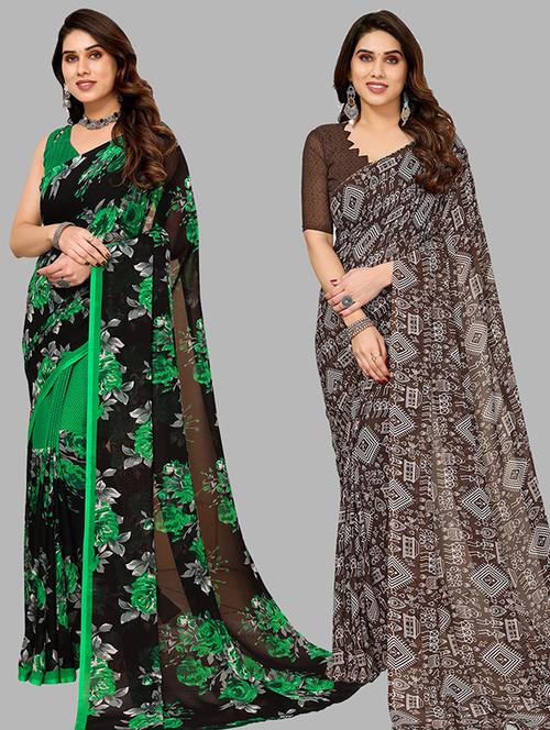 pack of 2 casual wear combo sarees with blouse - 21446445 - Very Small Image - 1