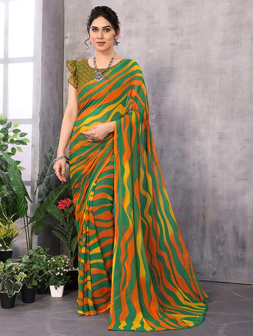 women printed casual wear saree with blouse - 21446560 - Very Small Image - 1