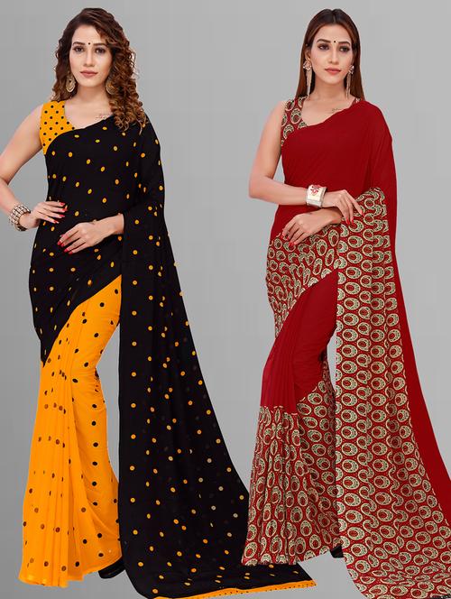 pack of 2 casual wear sarees with blouse - 21446566 - Very Small Image - 1