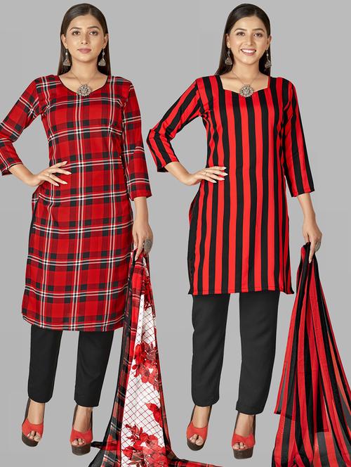 pack of 2 printed unstitched suit set - 21447210 - Very Small Image - 1