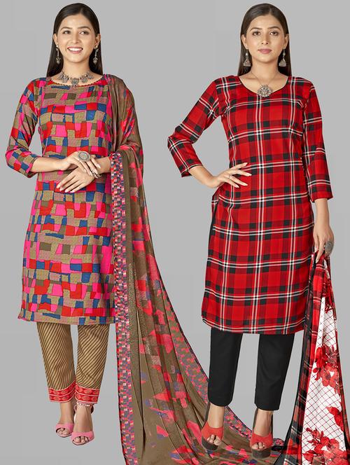 pack of 2 printed unstitched suit set - 21447218 - Very Small Image - 1
