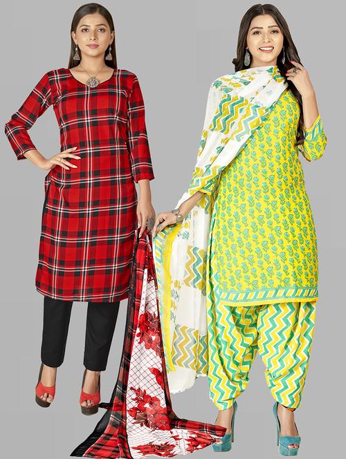 pack of 2 printed unstitched suit set - 21448098 - Very Small Image - 1