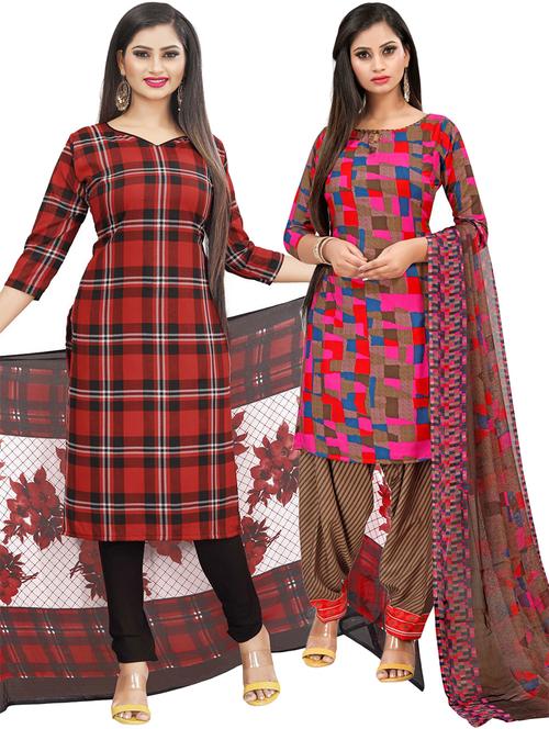 pack of 2 printed unstitched suit set - 21448440 - Very Small Image - 1