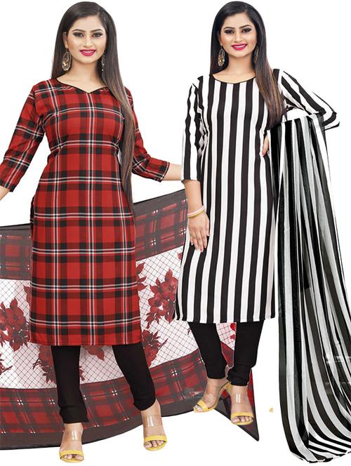 pack of 2 printed unstitched suit set - 21448441 - Very Small Image - 1