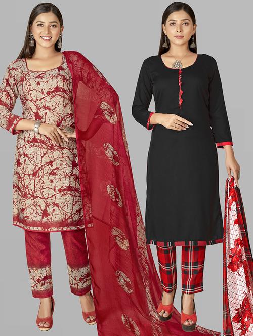 pack of 2 printed unstitched suit set - 21448663 - Very Small Image - 1