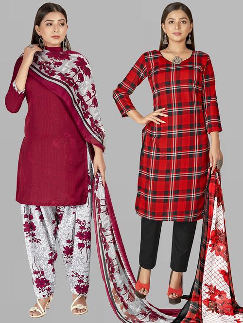pack of 2 printed unstitched suit set - 21448688 - Very Small Image - 1