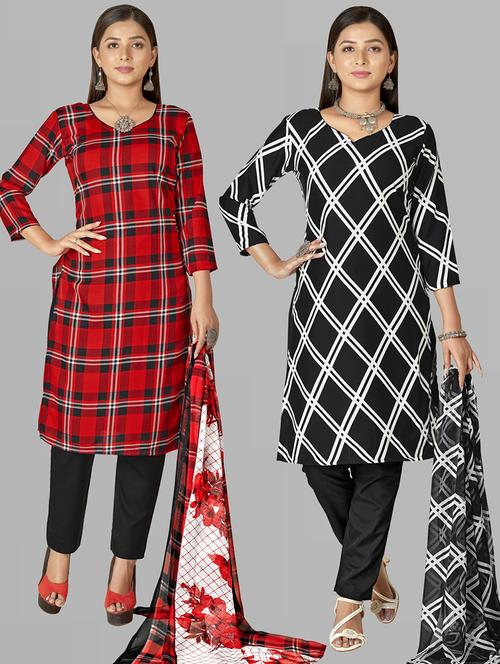 pack of 2 printed unstitched suit set - 21448885 - Very Small Image - 1