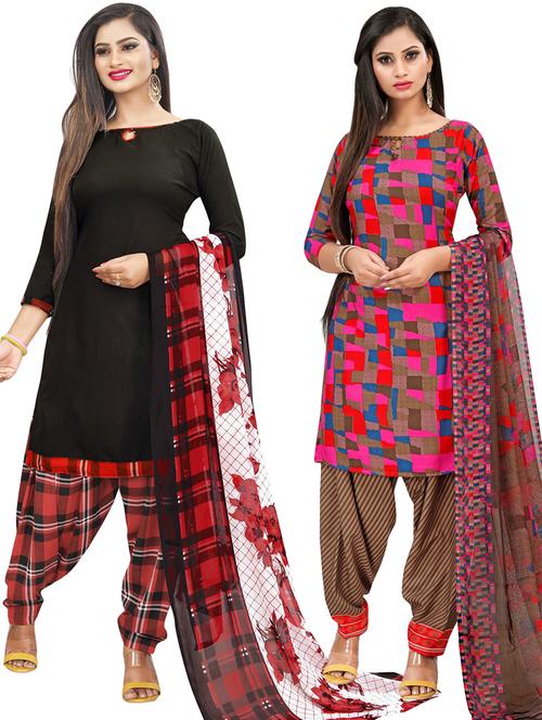pack of 2 printed unstitched suit set - 21449396 - Very Small Image - 1