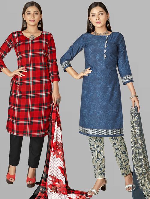 pack of 2 printed unstitched suit set - 21449682 - Very Small Image - 1