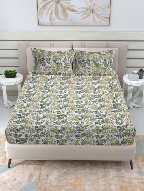 fabinaliv king size fitted double bedsheet with 2 pillow covers - 21449821 - Very Small Image - 1