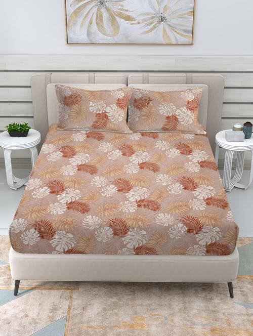 fabinaliv king size fitted double bedsheet with 2 pillow covers - 21449822 - Very Small Image - 1