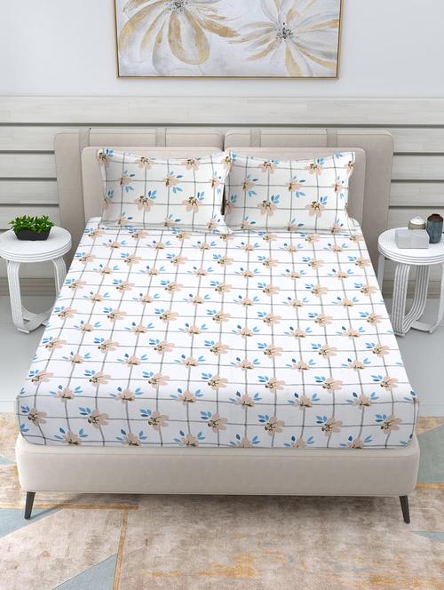 fabinaliv king size fitted double bedsheet with 2 pillow covers - 21449828 - Very Small Image - 1
