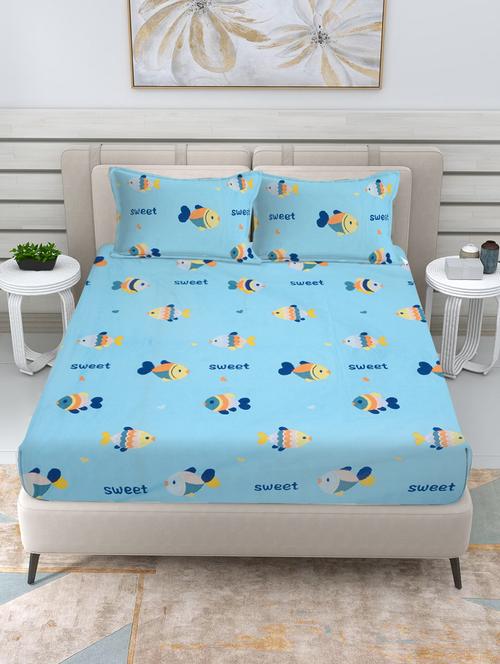 fabinaliv king size fitted double bedsheet with 2 pillow covers - 21449831 - Very Small Image - 1