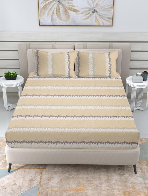 fabinaliv king size fitted double bedsheet with 2 pillow covers - 21449836 - Very Small Image - 1