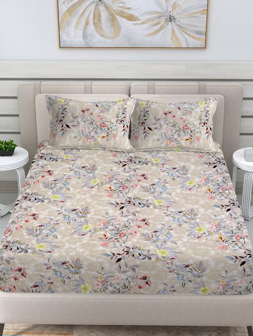 fabinaliv king size fitted double bedsheet with 2 pillow covers - 21449838 - Very Small Image - 1