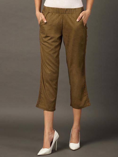 women olive cotton culottes - 21450358 - Very Small Image - 1