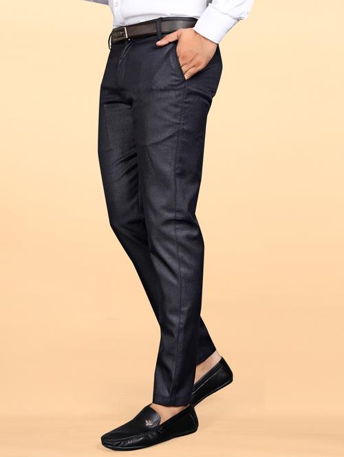 men grey cotton blend casual trouser - 21450519 - Very Small Image - 1
