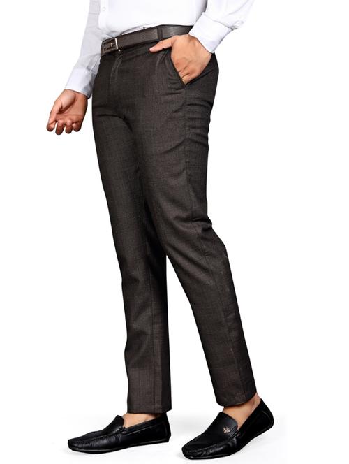 men brown cotton blend casual trouser - 21450529 - Very Small Image - 1