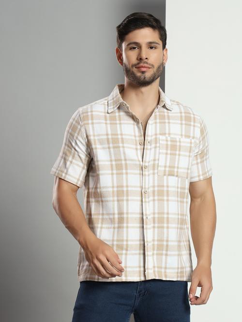 men checkered short sleeved casual shirt - 21451155 - Very Small Image - 1