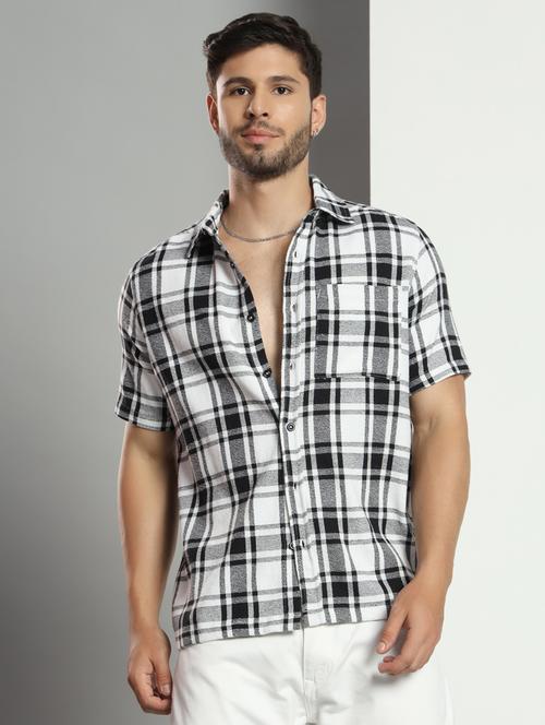 men checkered short sleeved casual shirt - 21451157 - Very Small Image - 1