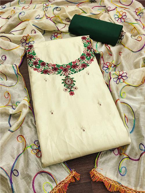 embroidered unstitched suit set - 21451234 - Very Small Image - 1