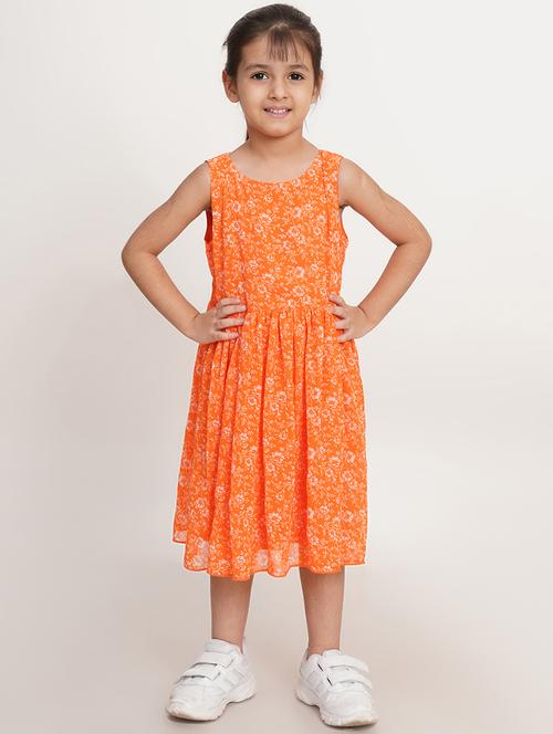 kids orange polyester frock - 21451363 - Very Small Image - 1