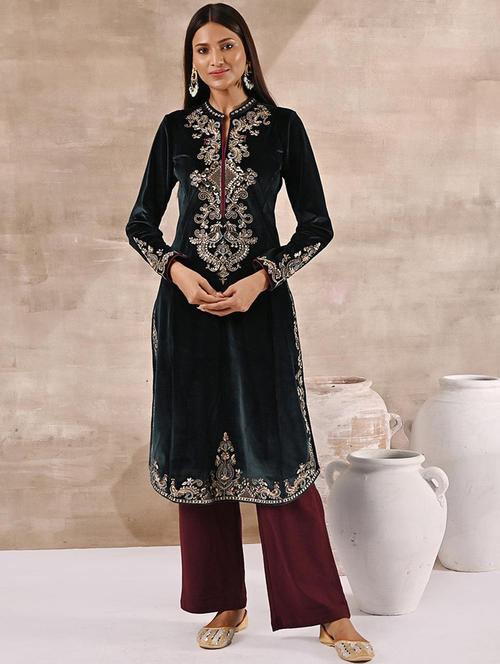 women embroidered woolen kurta - 21451655 - Very Small Image - 1