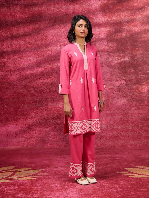 women pink kurta palazzo set - 21451889 - Very Small Image - 1