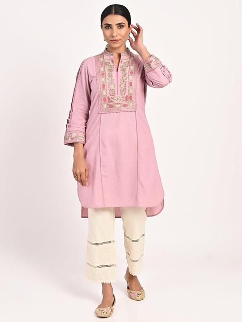 women embroidered mandarin neck tunic - 21451999 - Very Small Image - 1