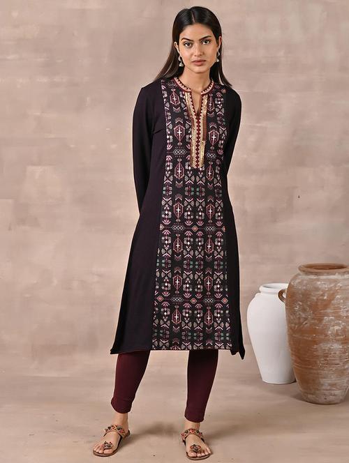 women purple cotton a-line kurta - 21452117 - Very Small Image - 1