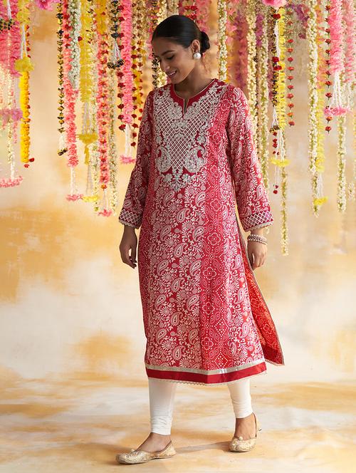 women long sleeve paisley printed a-line kurta - 21452159 - Very Small Image - 1