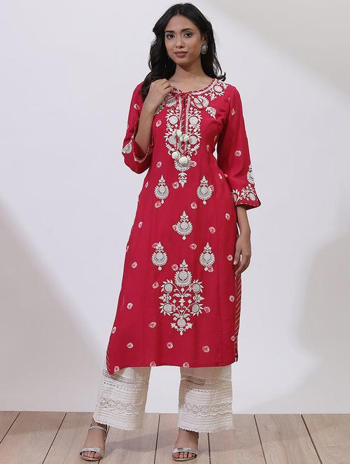 women three quarter sleeve straight kurta - 21452185 - Very Small Image - 1