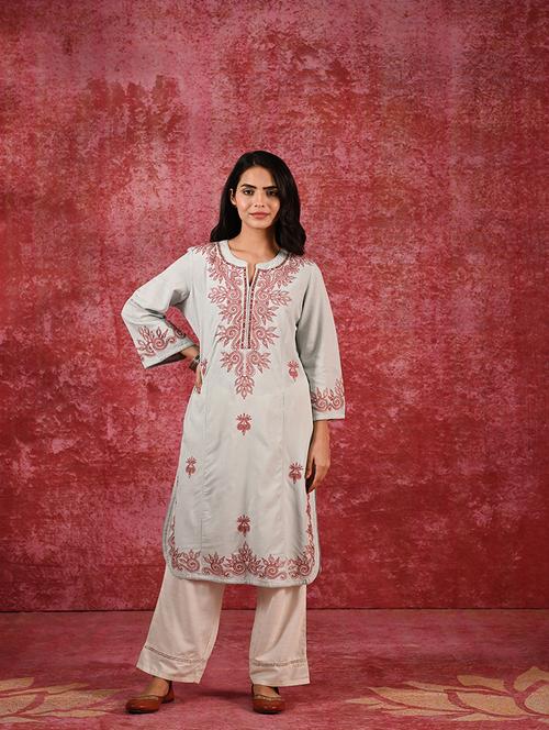 women three quarter sleeve straight kurta - 21452259 - Very Small Image - 1