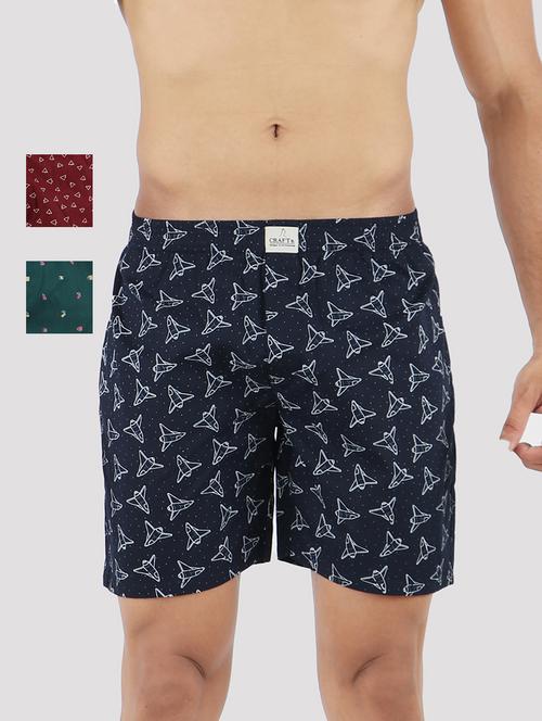 men's printed mid rise boxers combo - 21452954 - Very Small Image - 1
