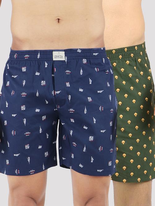 men's printed mid rise boxers combo - 21452959 - Very Small Image - 1