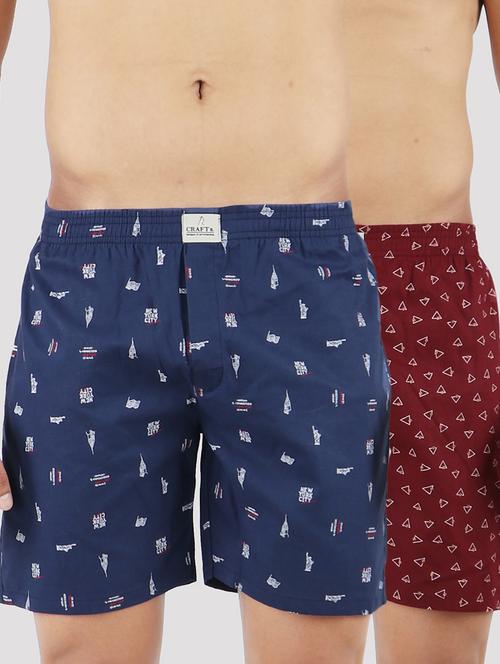 men's printed mid rise boxers combo - 21452970 - Very Small Image - 1
